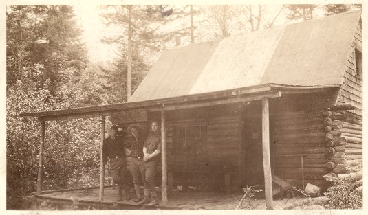 Bicks Cabin 1923 – Tony, Gordon F. & Joe Dudley.